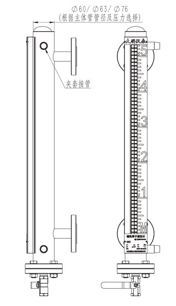 UHZ-15a  蒸汽夾套型磁翻板液位計
